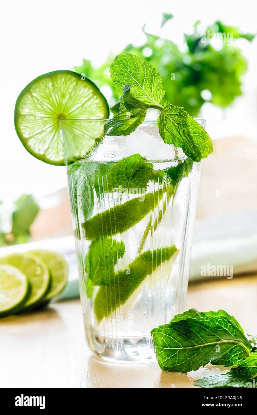 A traditional Mojito with mint and lime Stock Photo