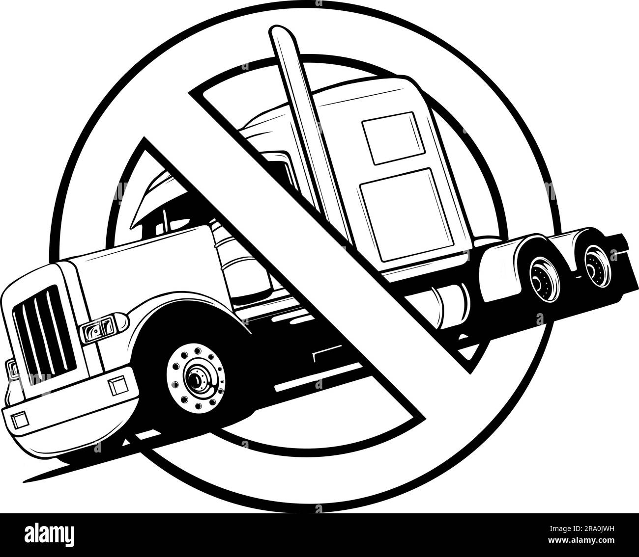 Classic American Truck. Black and white illustration Stock Vector Image