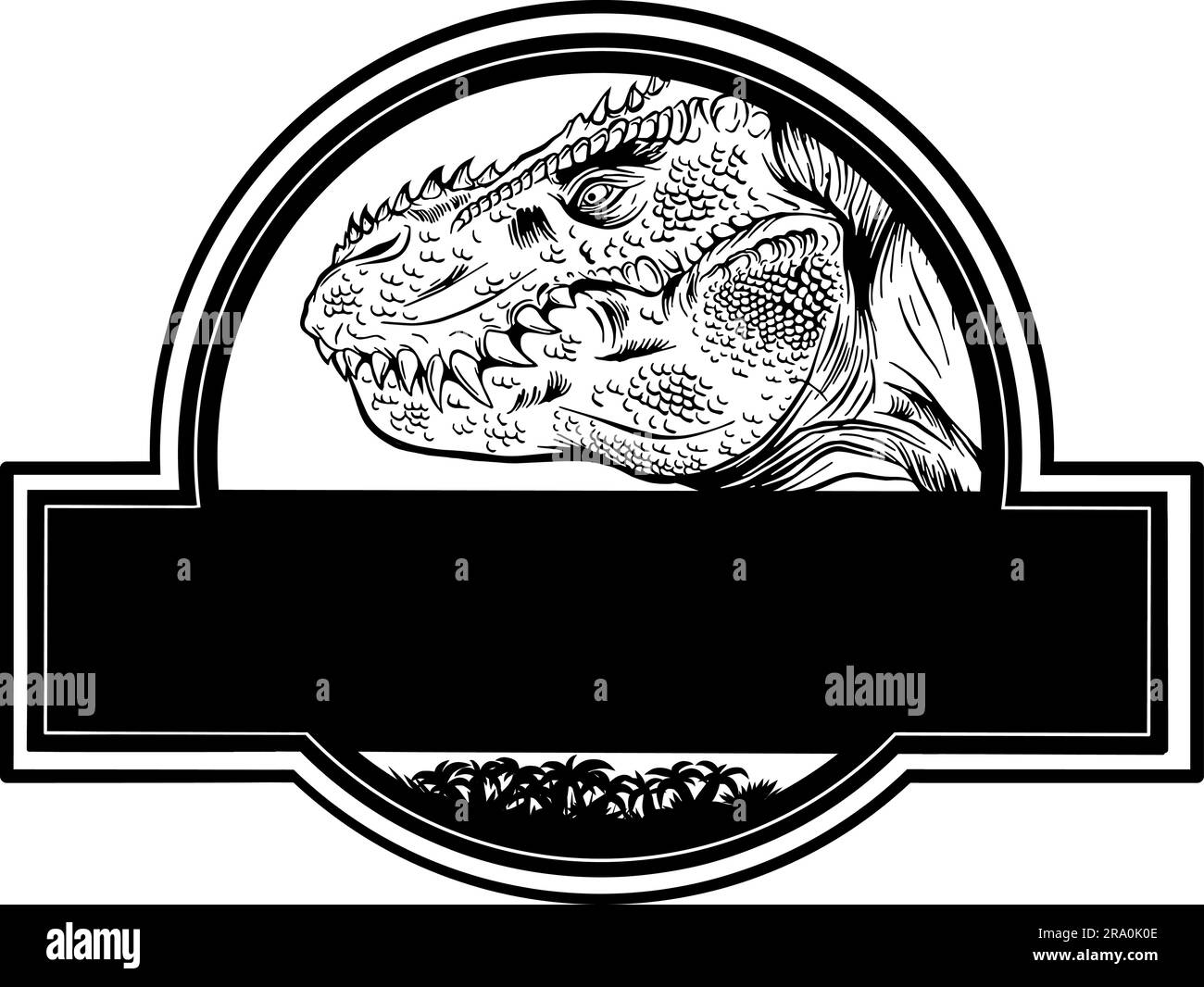 Vector illustration of outline dinosaur tyrannosaurus head Stock Vector ...