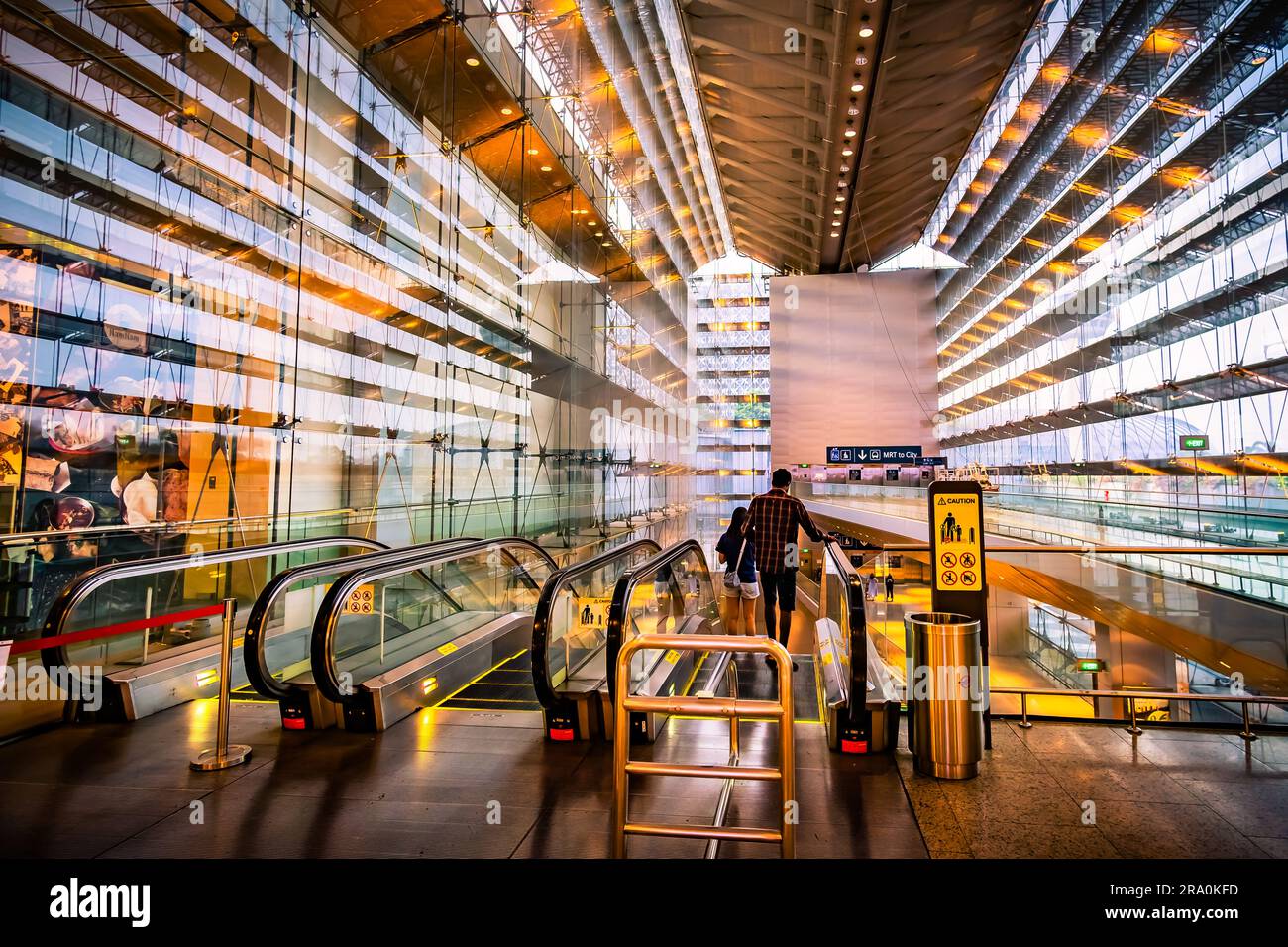 MRT Station at Terminal 3 in Changi Airport, Singapore. Stock Photo