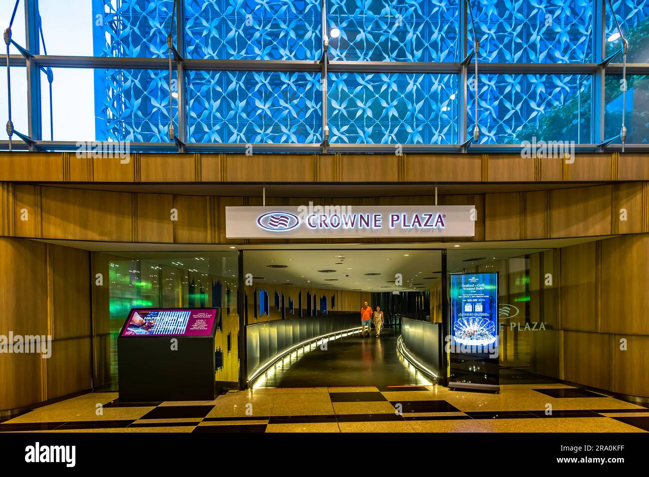 Crowne Plaza Hotel at Terminal 3 in Changi Airport, Singapore. Stock Photo