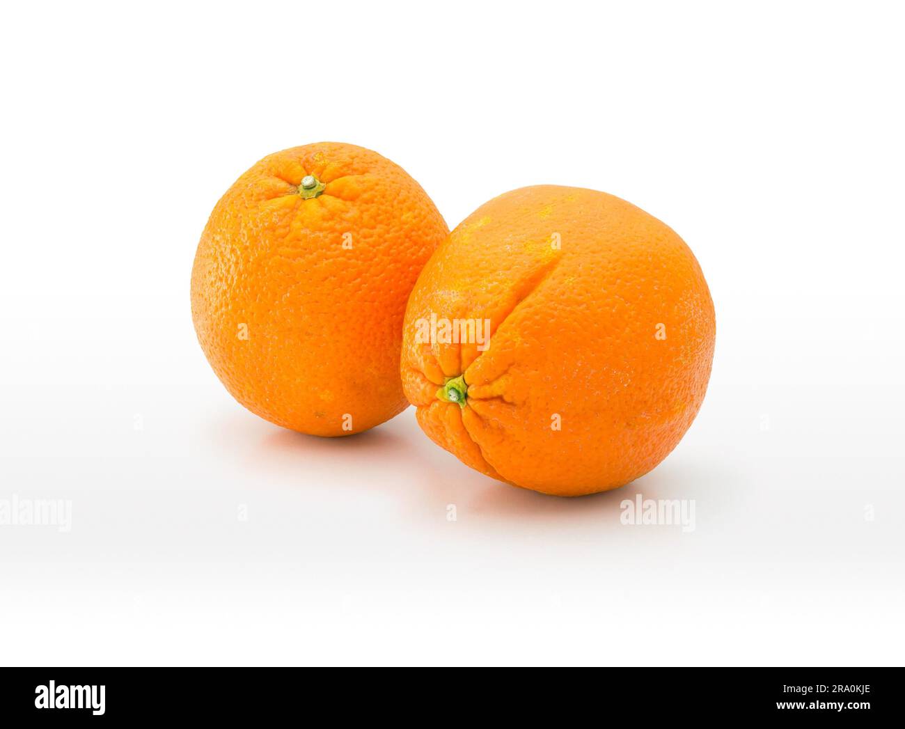 Two nice juicy natural oranges isolated on white background Stock Photo ...
