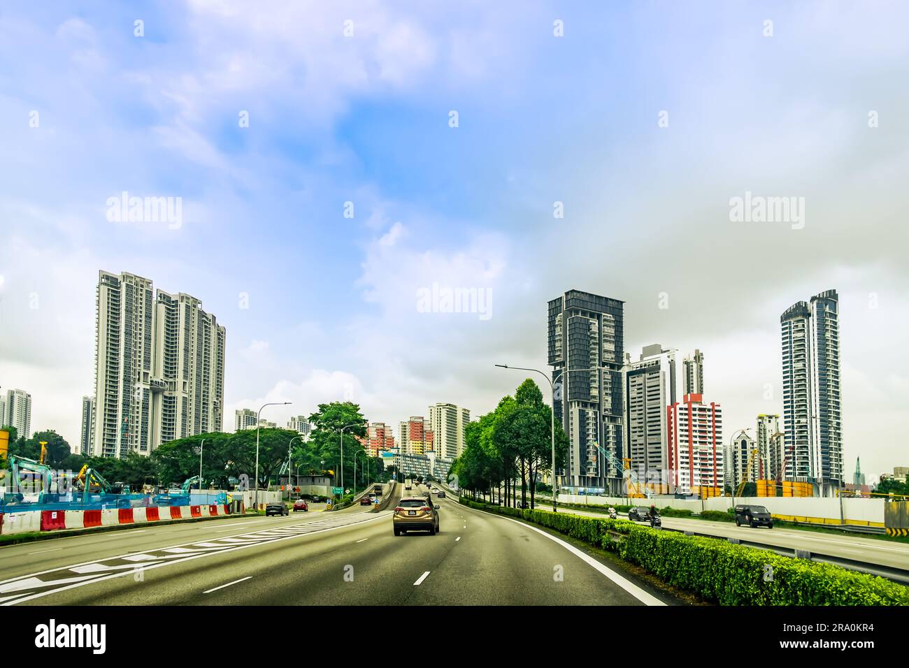 Travelling along PIE (Pan Island Expressway) toward Toa Payoh Town in