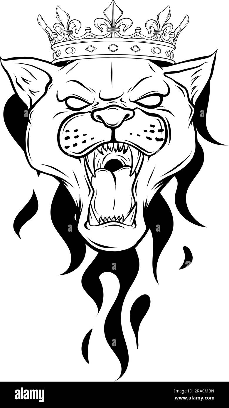 leopard head in black and white outline Stock Vector Image & Art - Alamy