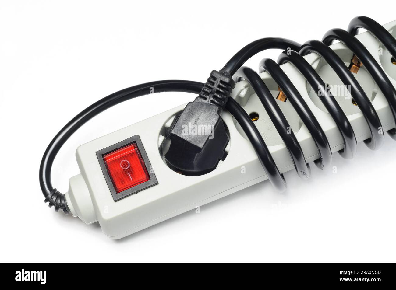 Detail of an AC power plug and sockets, European standard, with switch