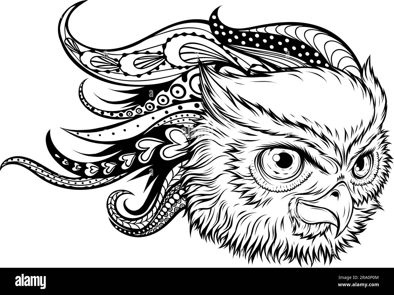 vector illustration of outline Owl head design Stock Vector Image & Art