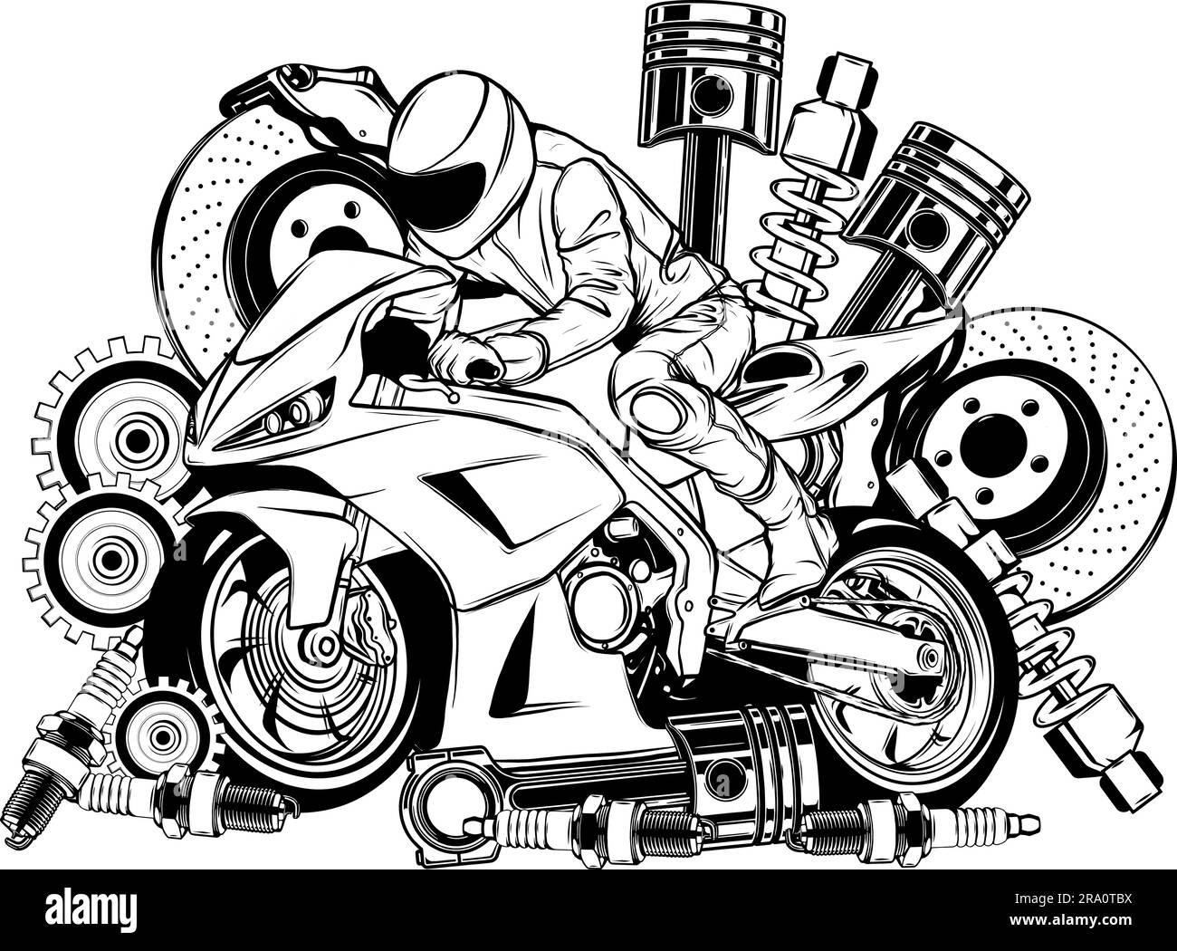 Super bike rider in outline icon vector illustration Stock Vector Image & Art Alamy