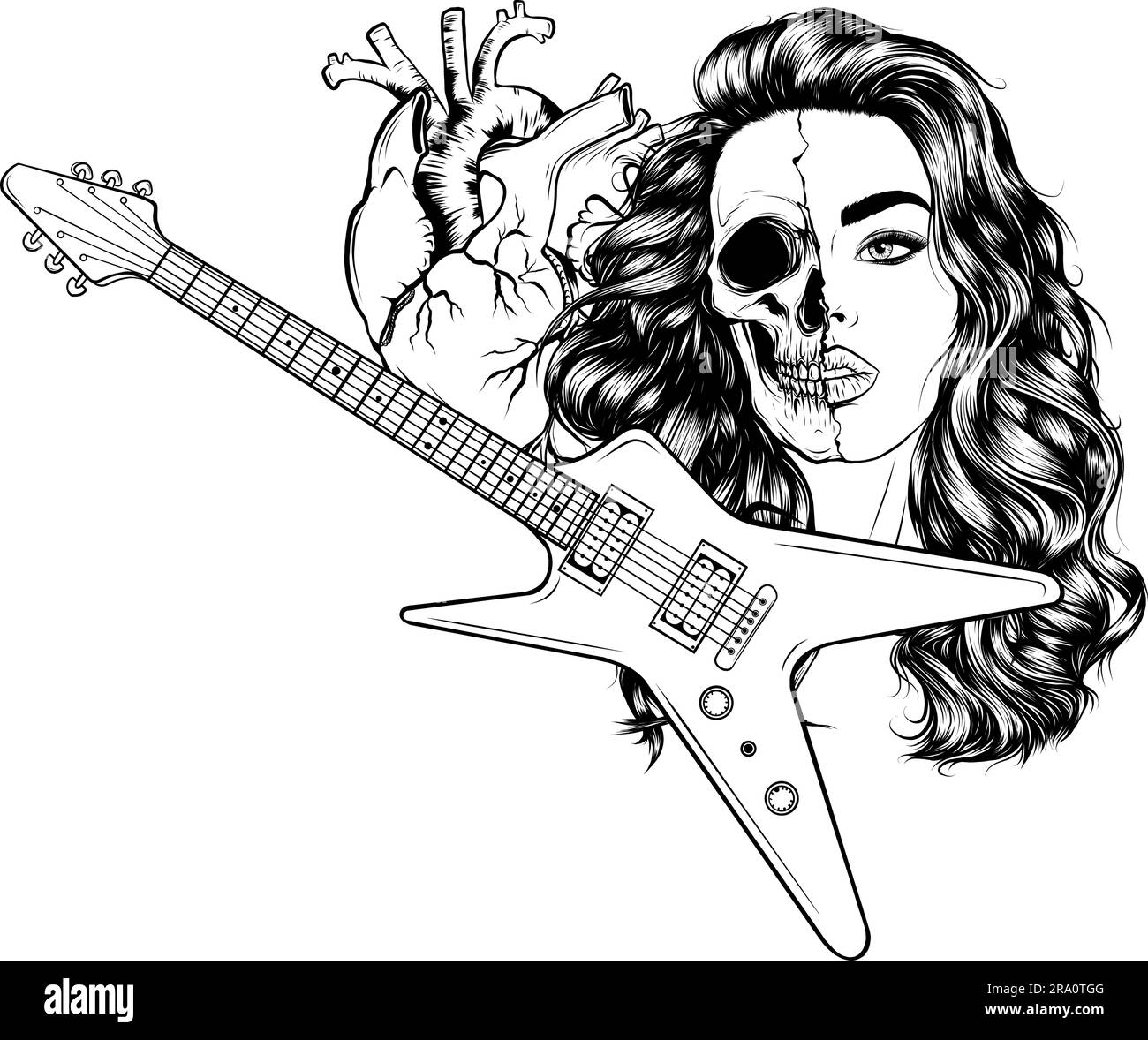 Vector illustration of electric guitar line art stock vector image