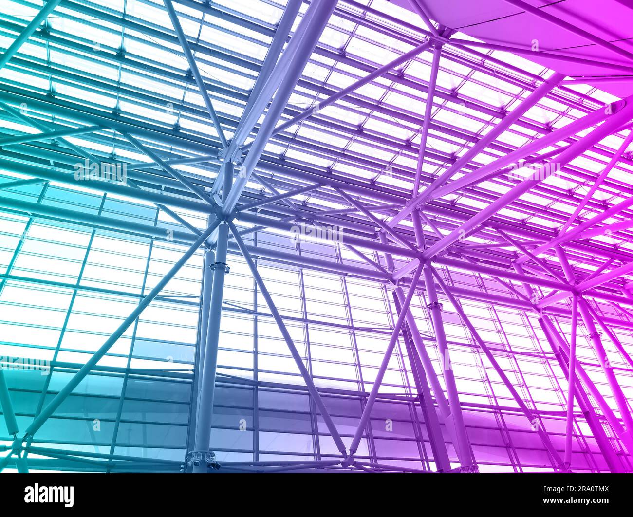 Lights and ventilation system in long line on ceiling of the industrial ...