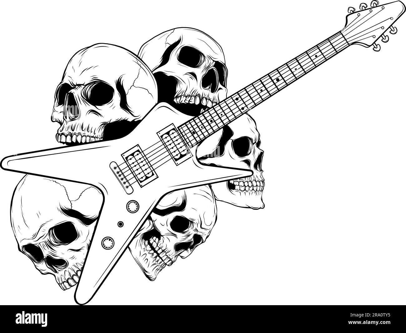 vector illustration of electric guitar line art Stock Vector Image