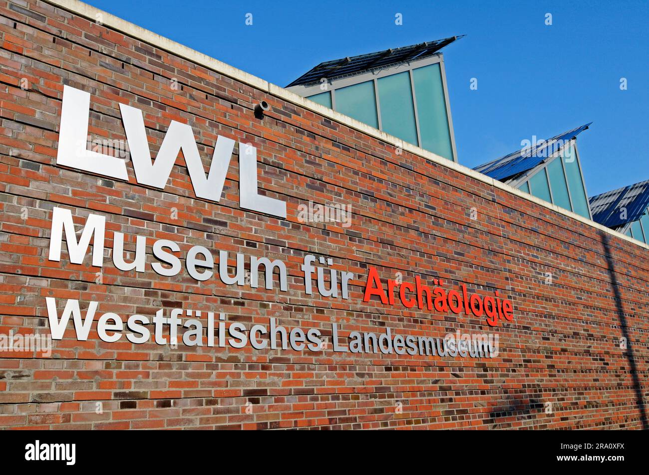 Lettering, Landschaftsverband Westfalen-Lippe, LWL Museum fuer Archaeologie, Westfaelisches Landesmuseum, Herne, North Rhine-Westphalia, Germany Stock Photo