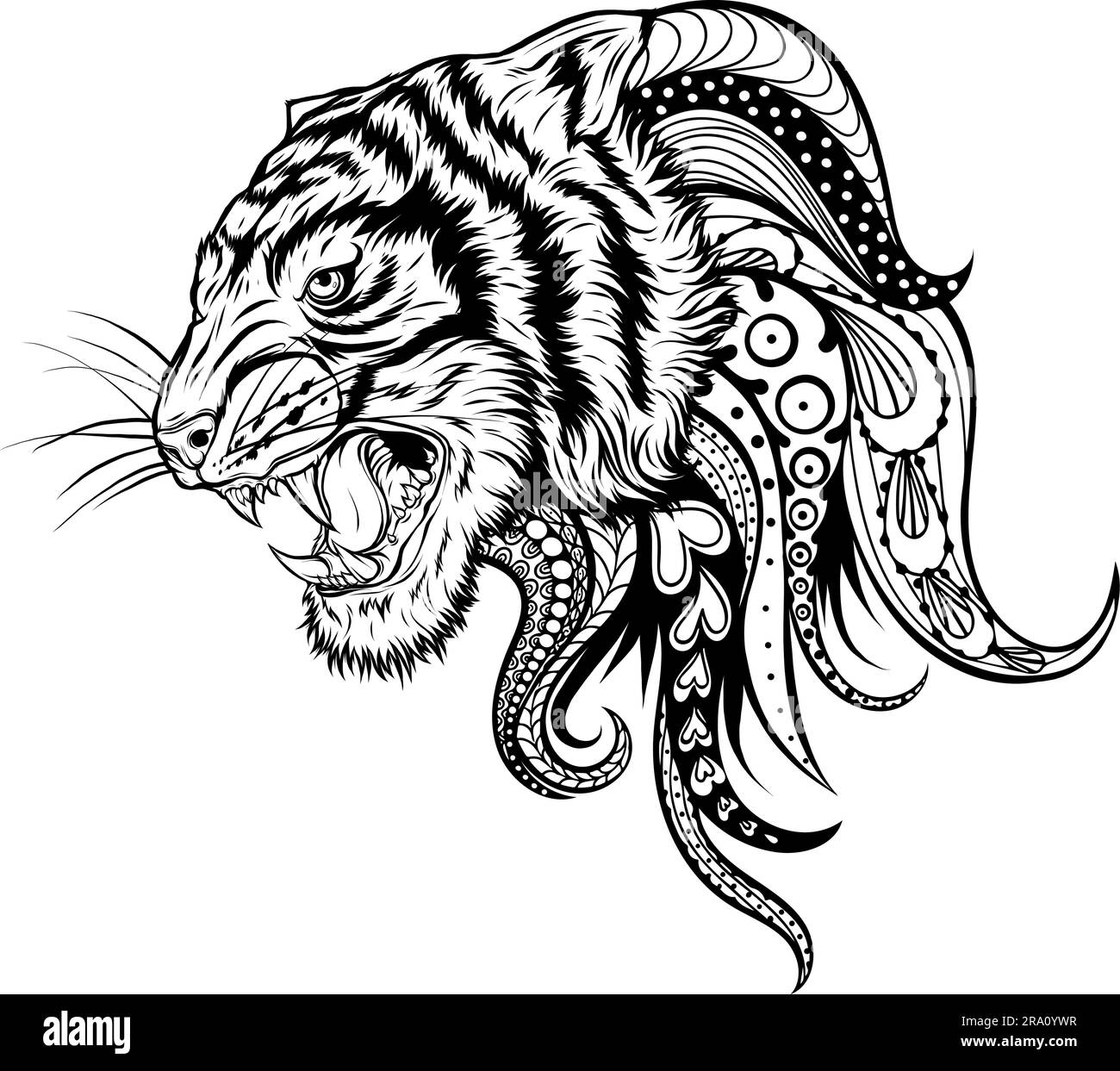 outline of Tiger head vector illustration design Stock Vector Image