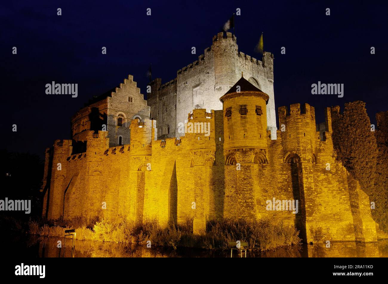 Gravensteen Castle, Ghent, East Flanders, Flanders, Belgium, Water Castle, Grafenstein Stock Photo