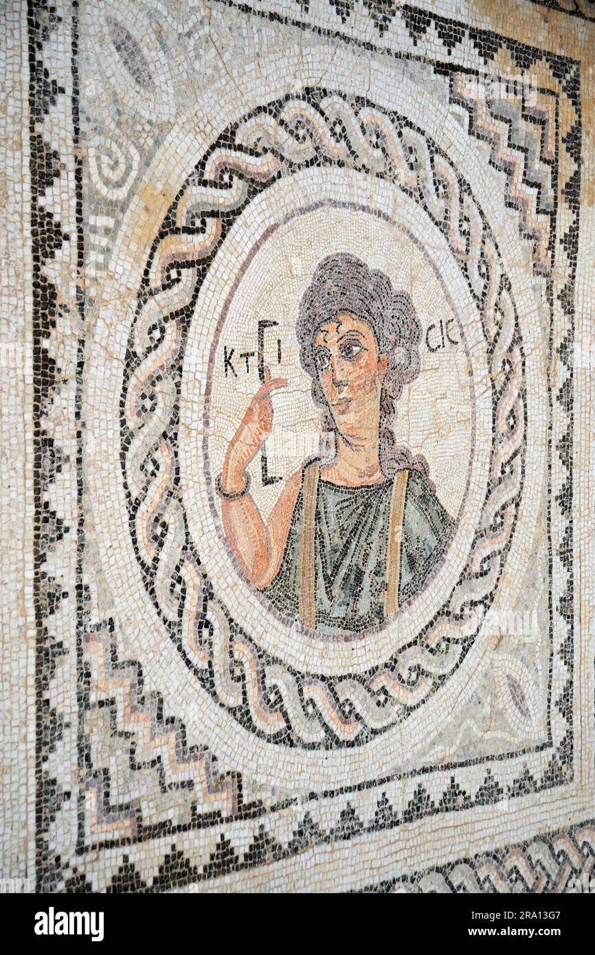Roman mosaic, Paphos, Cyprus Republic Stock Photo