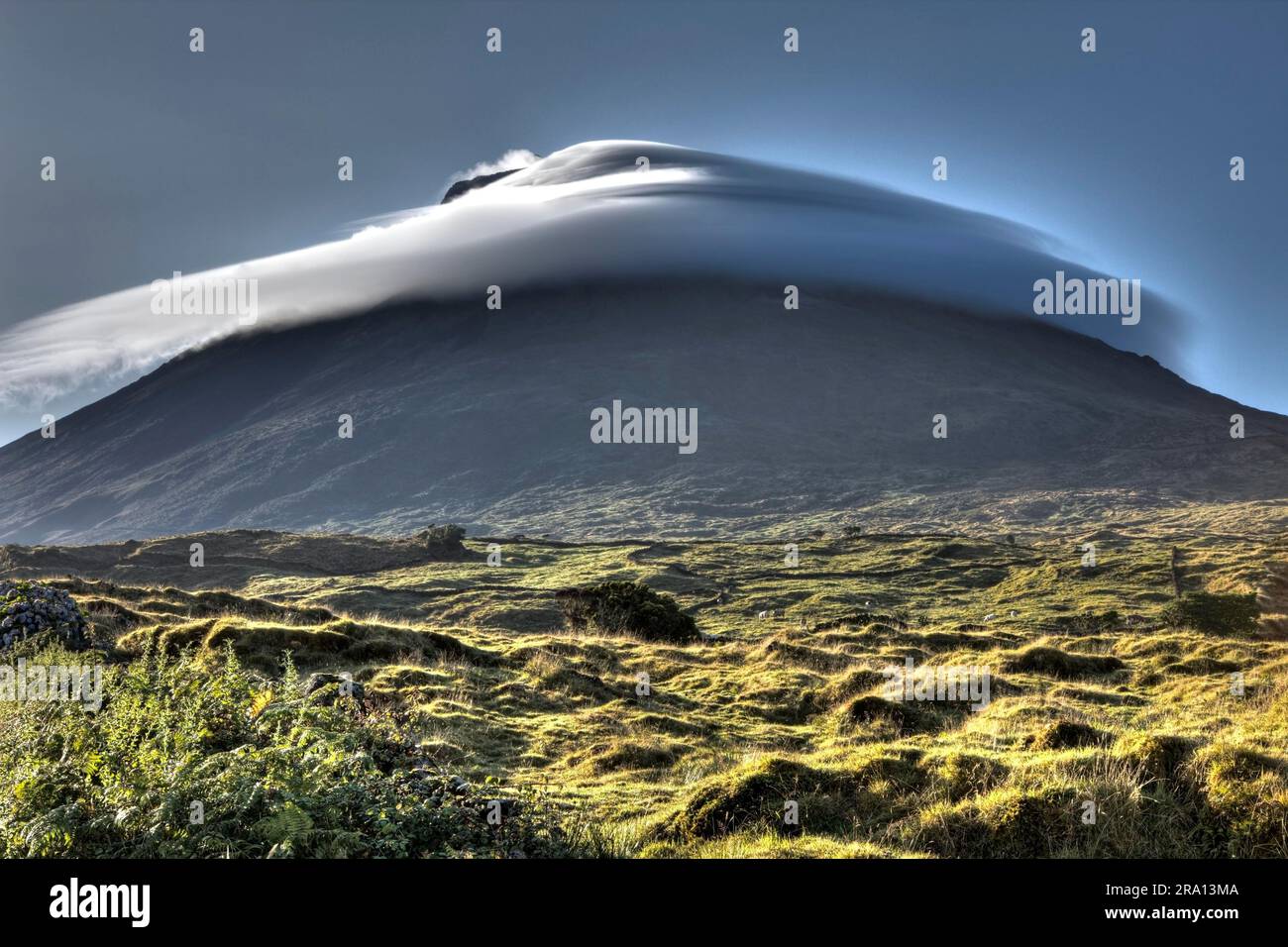 Pico Alto Volcanic Mountain, Pico Island, Azores, Portugal Stock Photo