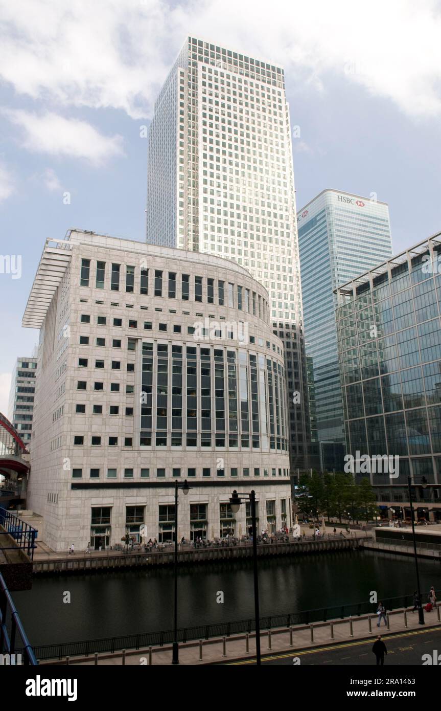 One Canada Square, Canary Wharf Business District, Docklands, London Borough of Tower Hamlets, Isle of Dogs, London, England, Canary Wharf Tower Stock Photo