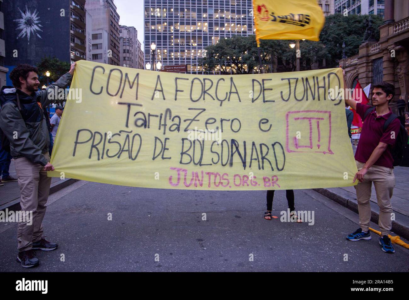 Sao Paulo, Sao Paulo, Brazil. 29th June, 2023. Sao Paulo June 29, 2023 On June 10, 2013, movements take action against the tariff in Sao Paulo Brazil this Thursday (29).The 'act against train, bus and subway fares'' will gather at 5 pm in front of the Municipal Theater in the center of Sao Paulo Brazil (Credit Image: © Wagner Vilas/ZUMA Press Wire) EDITORIAL USAGE ONLY! Not for Commercial USAGE! Stock Photo