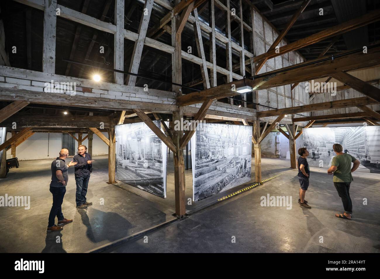 29 June 2023, Saxony-Anhalt, Halle (Saale): View of the renovated South  Boiling Hall (l) of the Salt Museum. After three and a half years of  reconstruction and renovation, the Technical Halloren- und