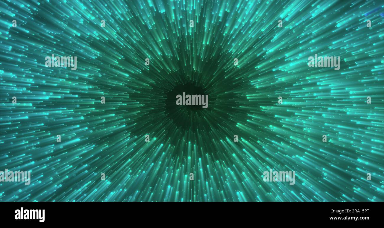 Abstract green energy magical glowing spiral swirl tunnel particle ...