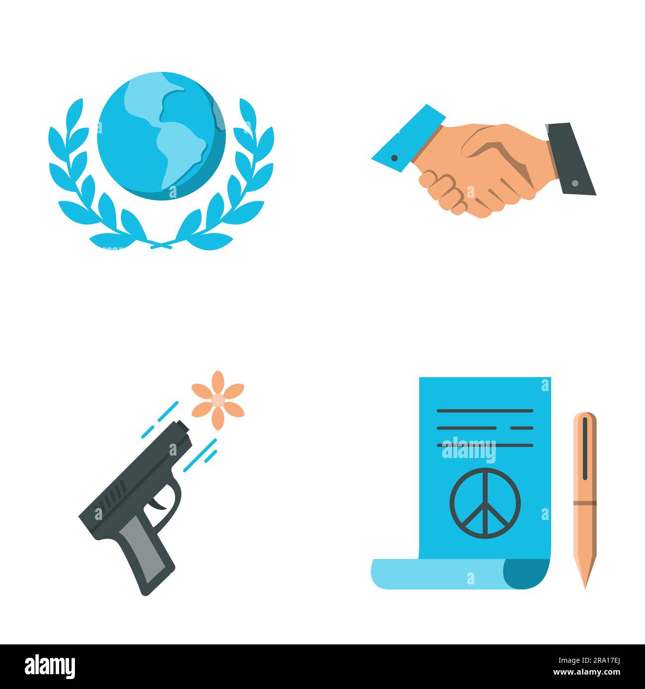 Pacifism And Peace Symbols Flat Icon Set No War World Cooperation Vector Illustration Stock 9994