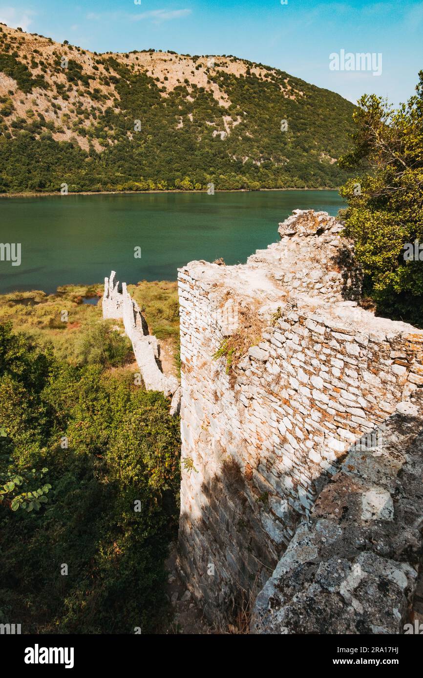 ancient stone walls at Butrint Archaeological Park in Southern Albania ...
