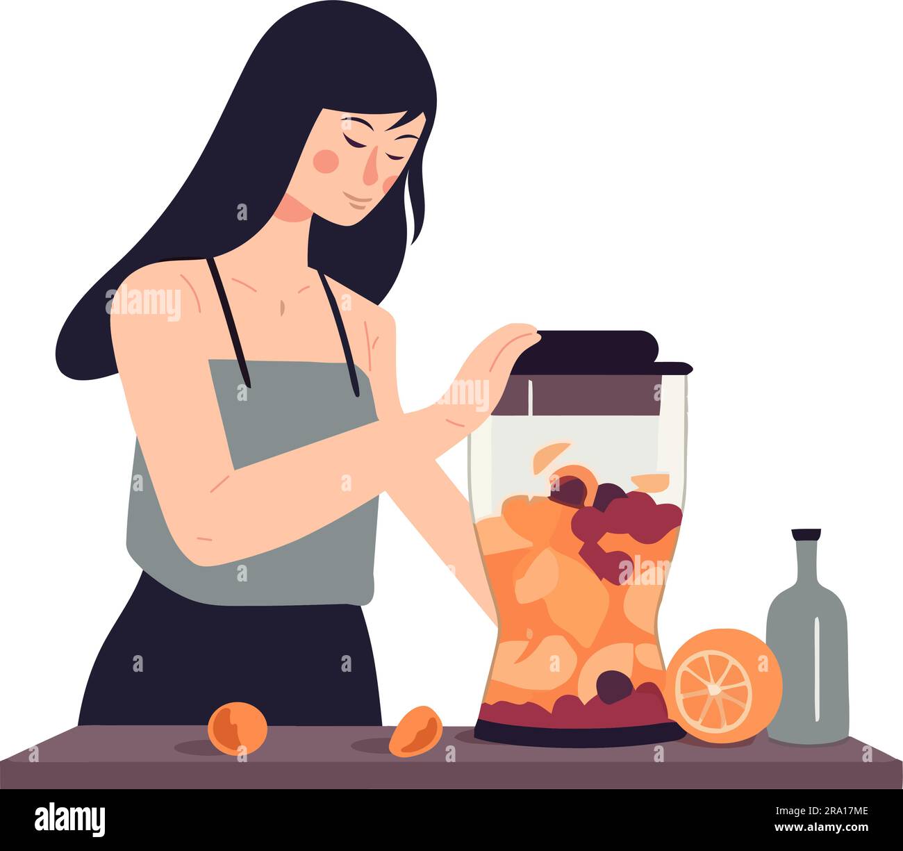 woman preparing fruits mix in a blender Stock Vector Image & Art Alamy