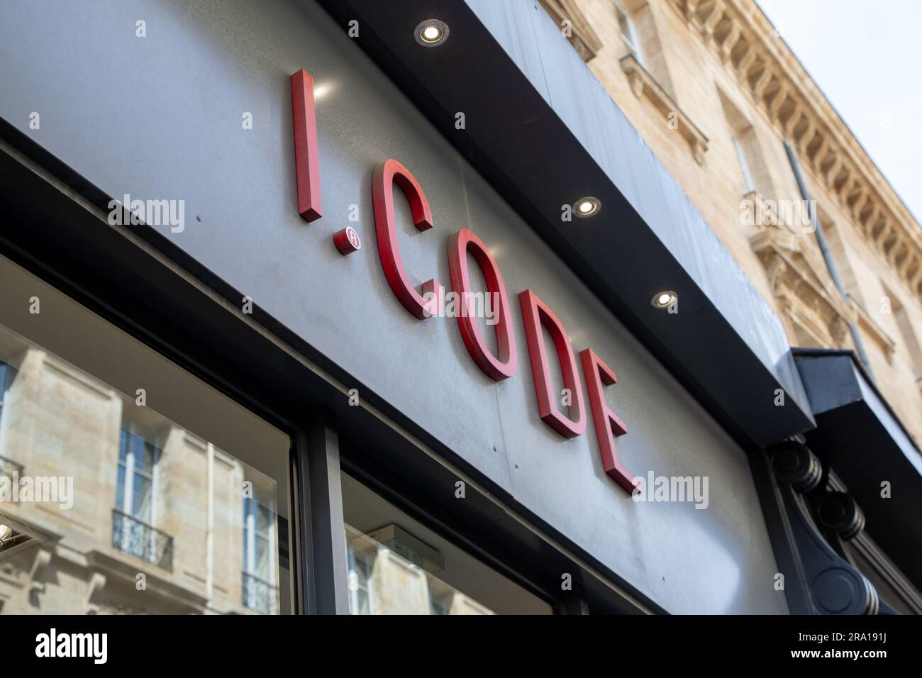 Bordeaux , Aquitaine France - 04 07 2023 : I.Code by Ikks text sign and  logo brand boutique front facade wall chain store shop fashion clothing  signa Stock Photo - Alamy