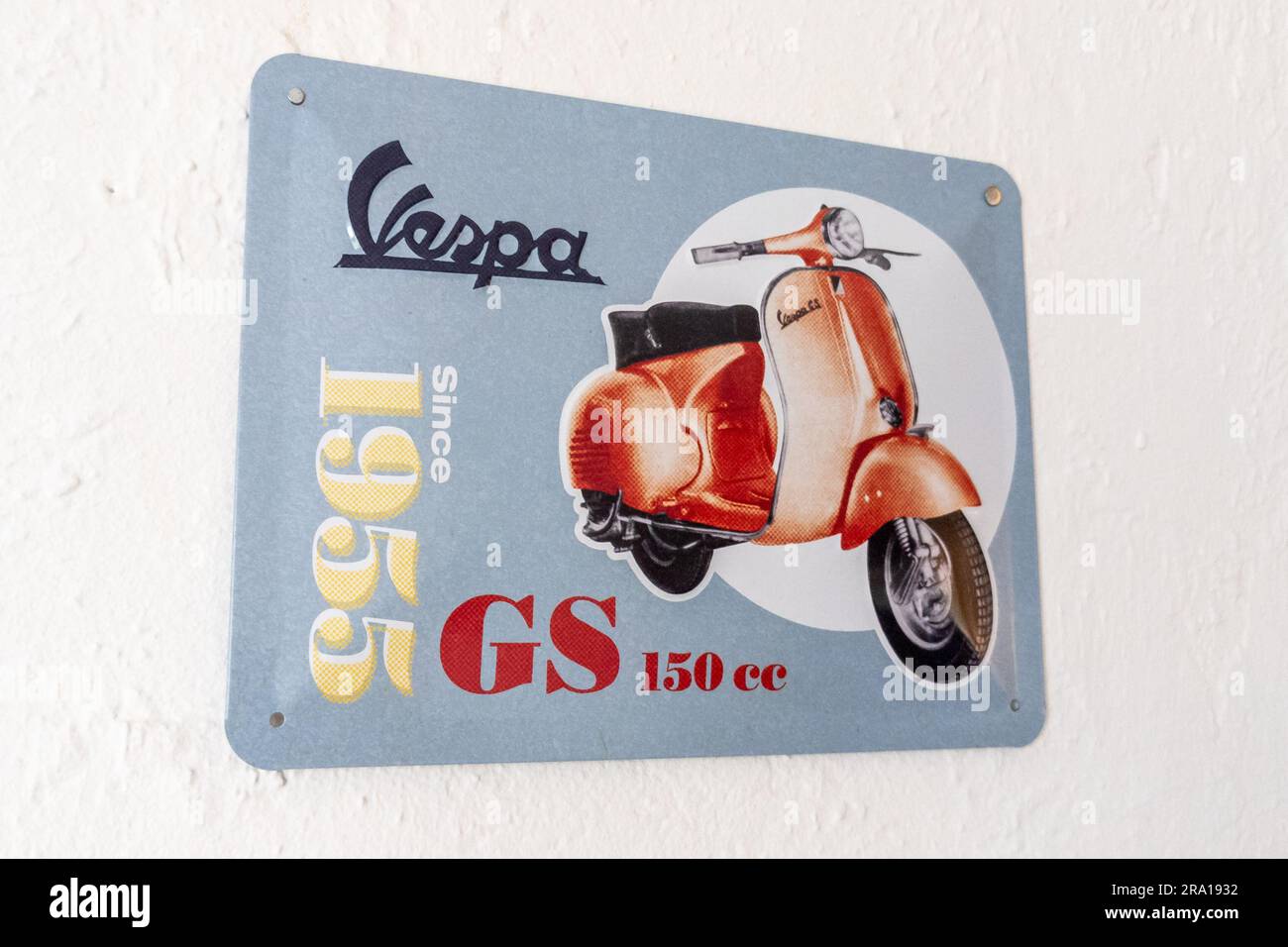 Bordeaux ,  France - 06 27 2023 : vespa gs 150 1955 old logo brand and ancient text sign on panel service piaggio scooter Stock Photo