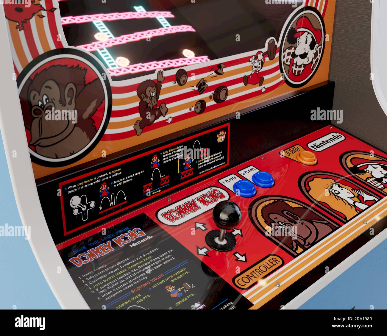 A 3D render of a Nintendo Donkey Kong arcade video game