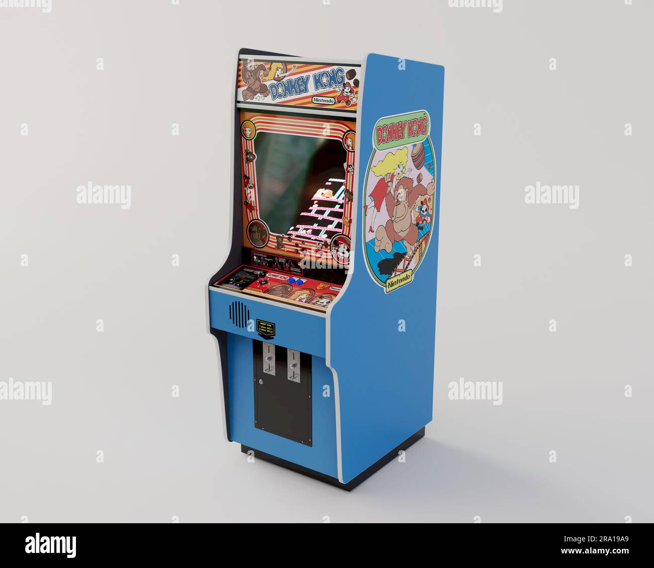 A 3D render of a Nintendo Donkey Kong arcade video game cabinet - August 5, 2022 in Bristol, United Kingdom Stock Photo