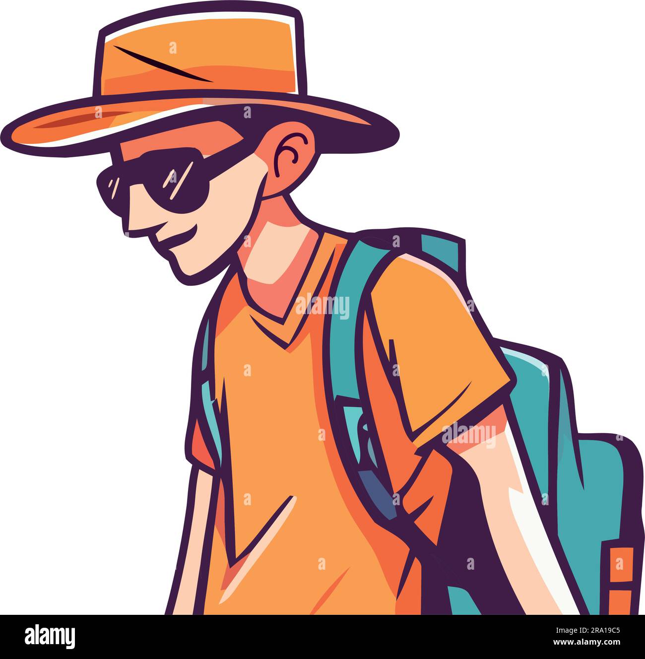 tourist walking with backpack and sunglasses Stock Vector Image & Art ...