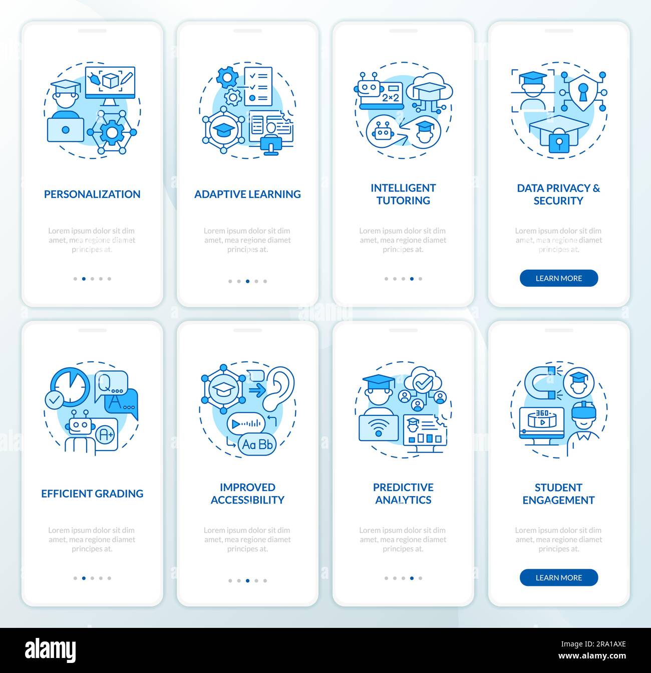 AI in education with blue linear concepts Stock Vector