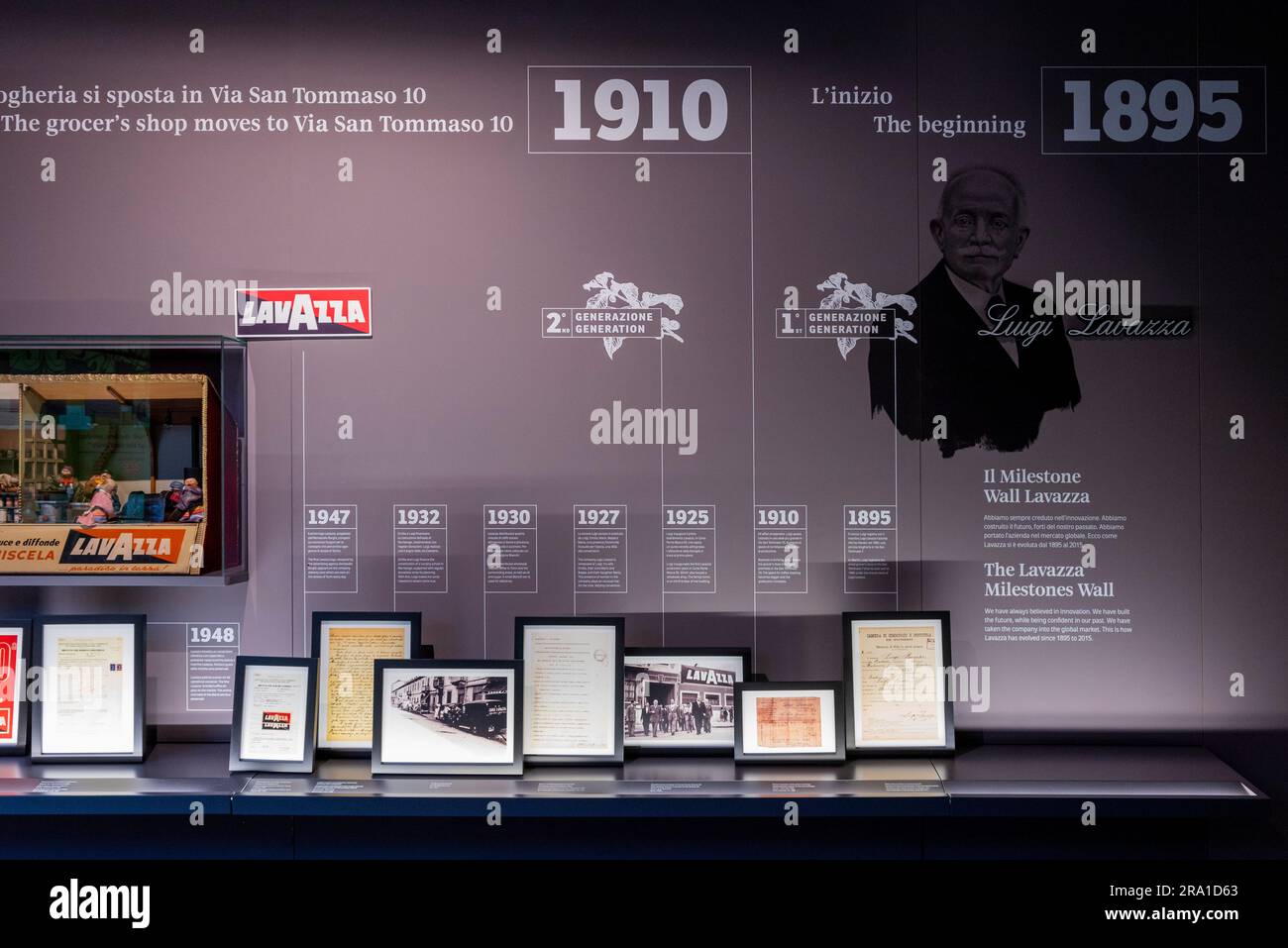 Turin, Italy, 04 November 2022. Interior of the Lavazza Museum, a leading industry in the production and distribution of coffee, a classic drink of It Stock Photo