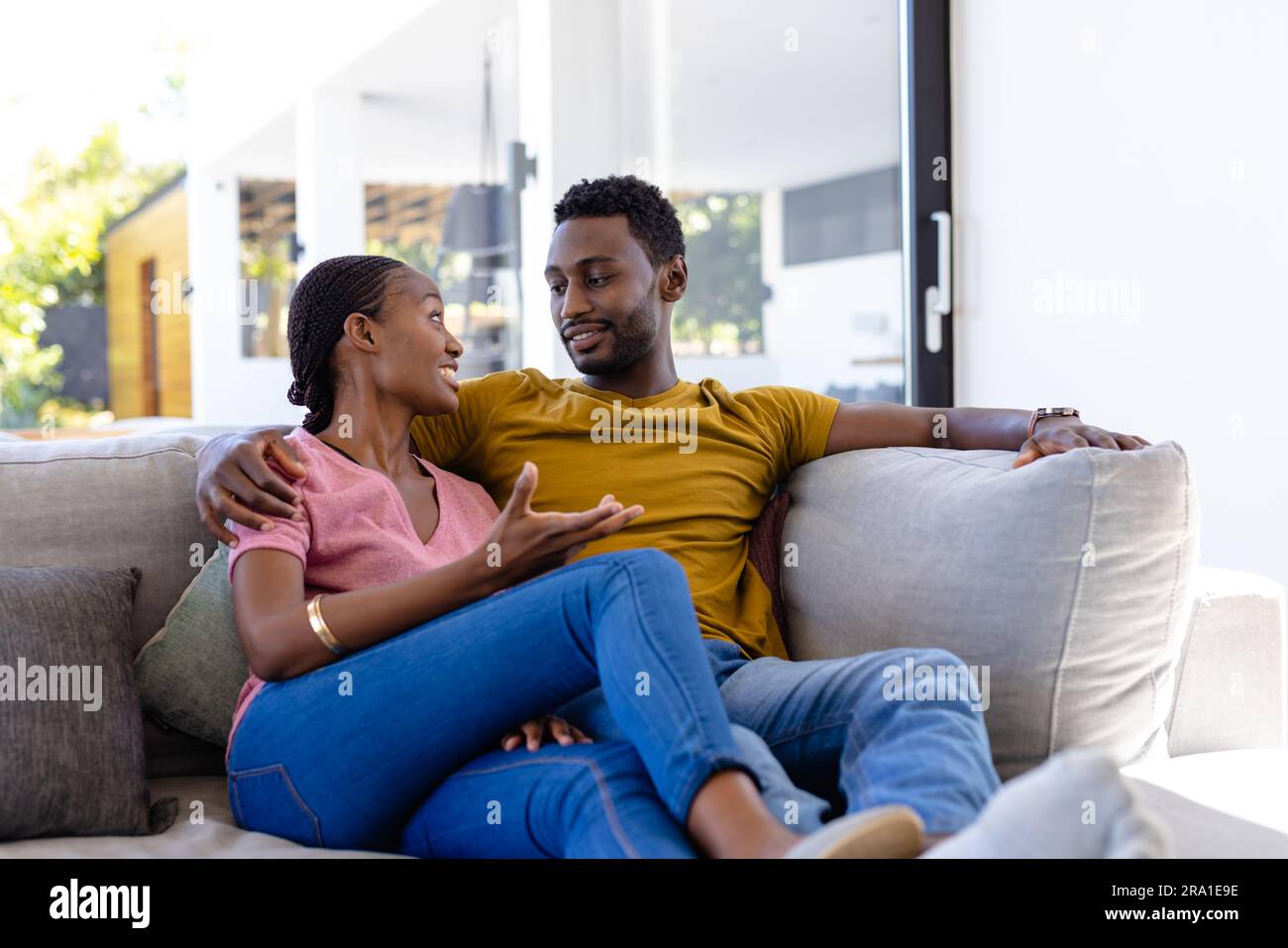 Happy african american couple smiling hi-res stock photography and ...
