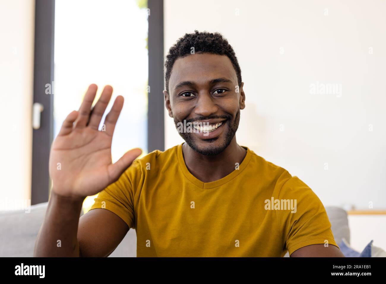 Man waving at computer hi-res stock photography and images - Alamy
