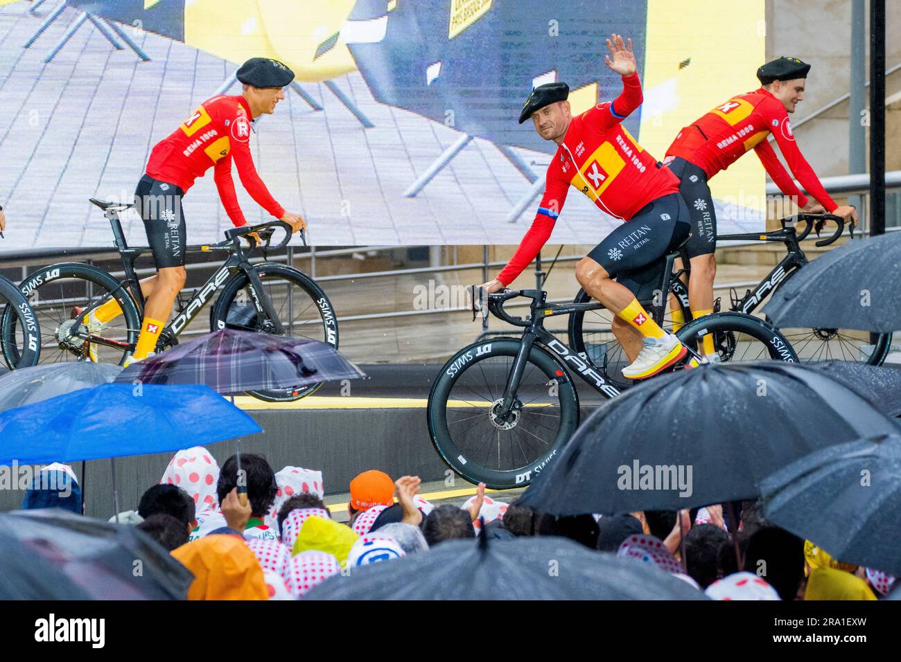 Bilbao, Spain 20230629.Alexander Kristoff from the Uno-X Pro Cycling Team during the team presentation before the Tour de France 2023. The presentation takes place at the Guggenheim Museum in Bilbao, Spain on Thursday evening. Photo: Fredrik Varfjell / NTB Stock Photo