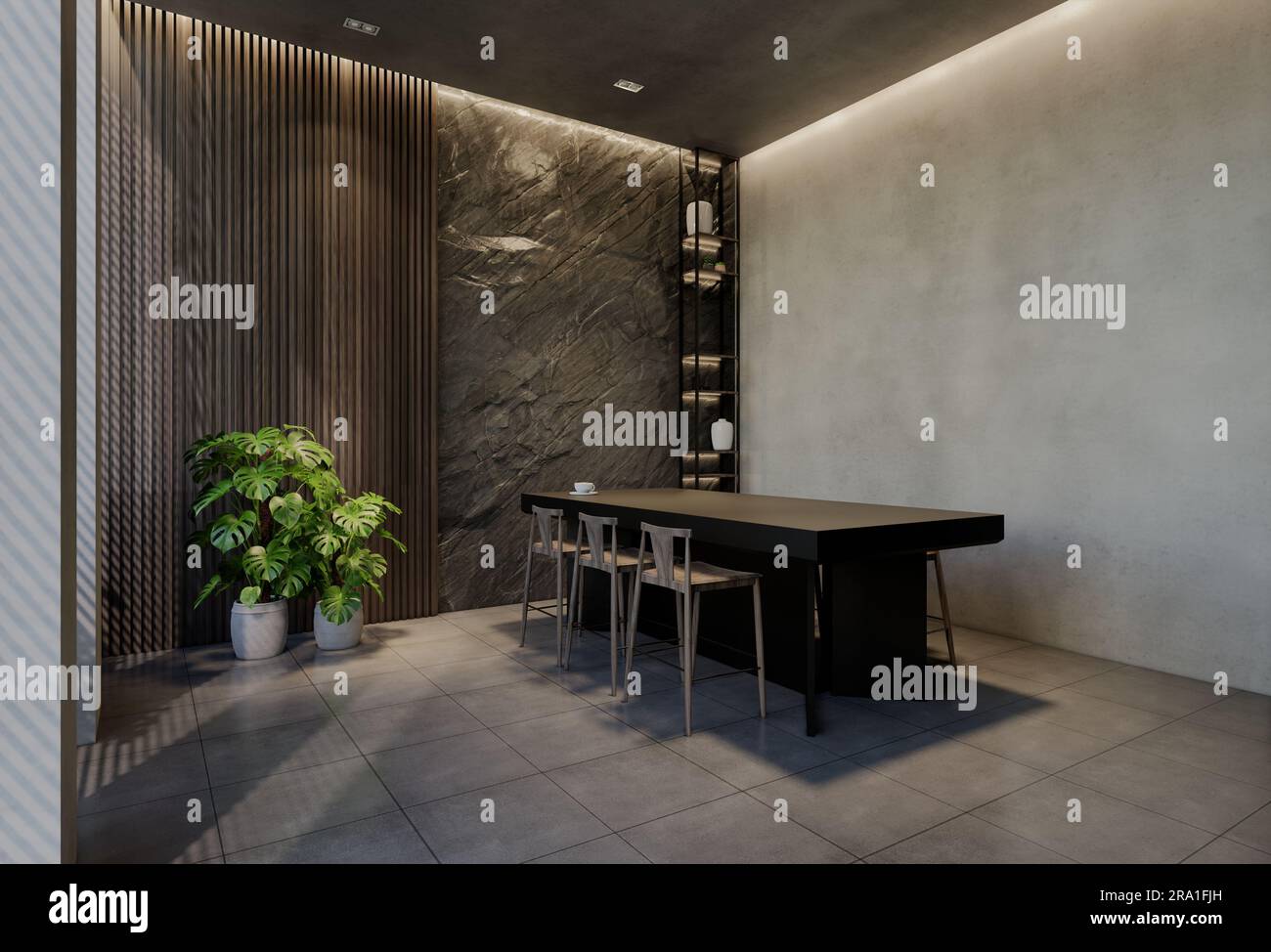 Modern dining room interior design contemporary, with natural tones on ...