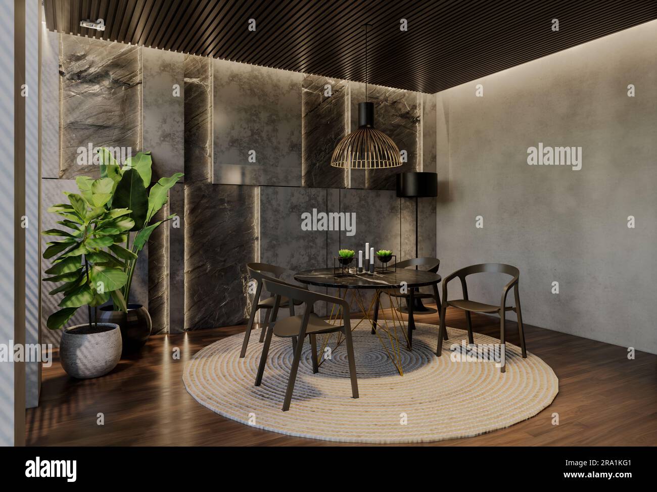Modern dining room interior design contemporary, with natural tones on ...