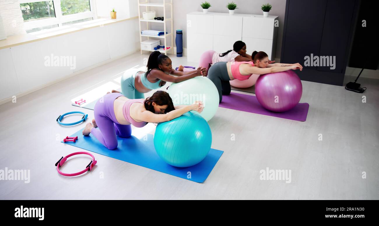 Healthy Pilates Sport Gym And Pregnancy Gymnastics Stock Photo Alamy