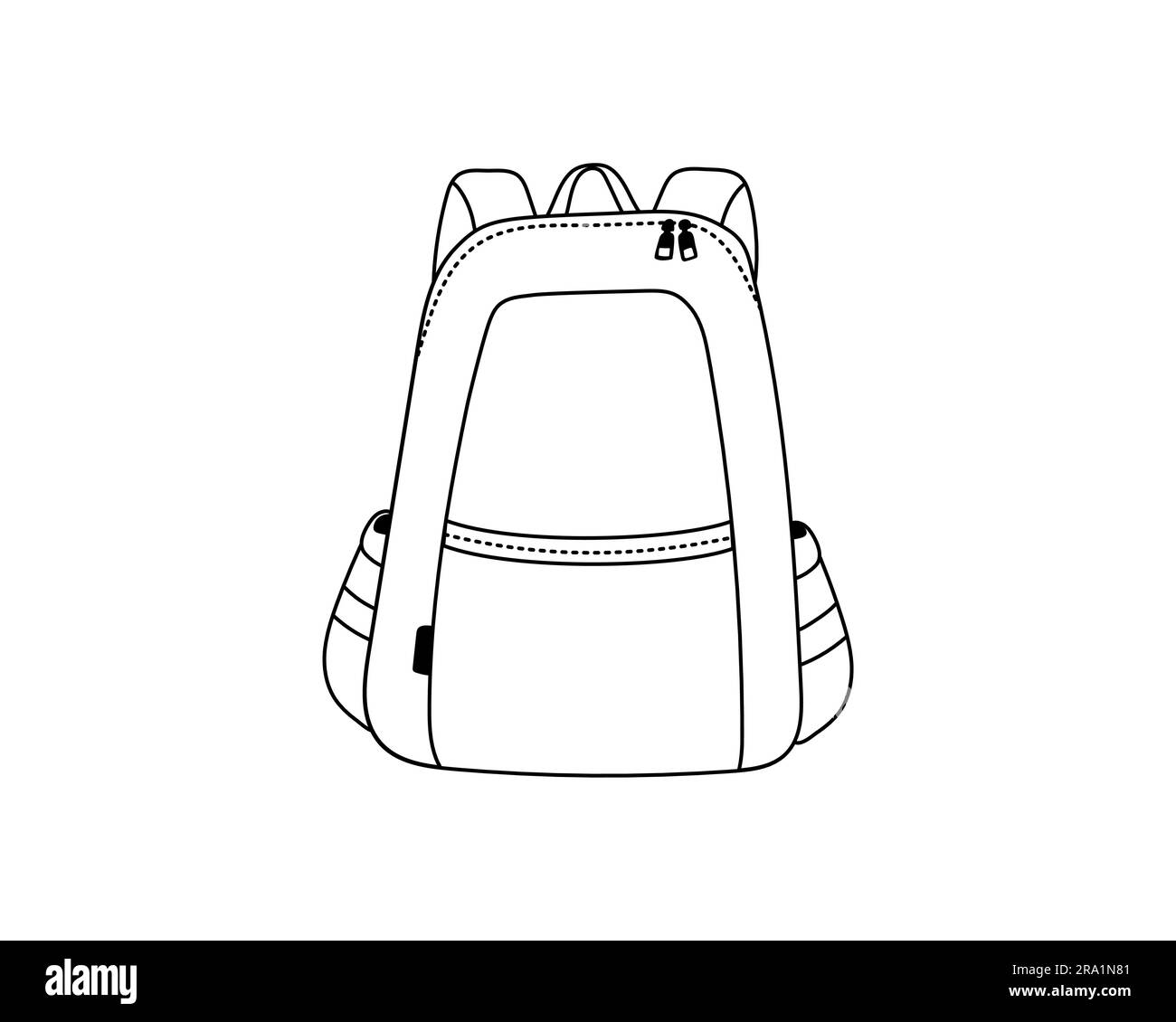 School backpack in simple line style.Vector illustration Stock Vector