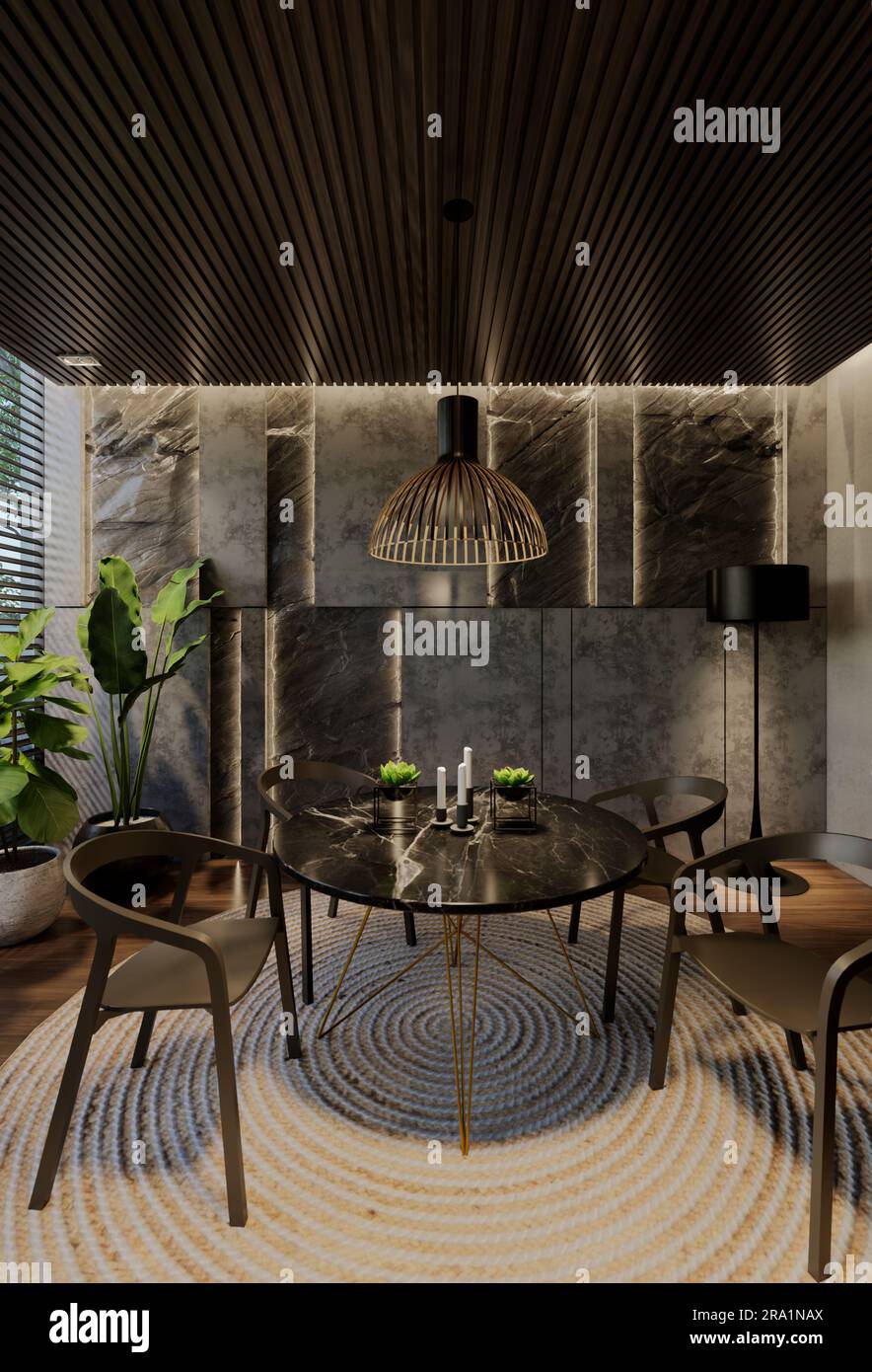 Modern dining room interior design contemporary, with natural tones on ...