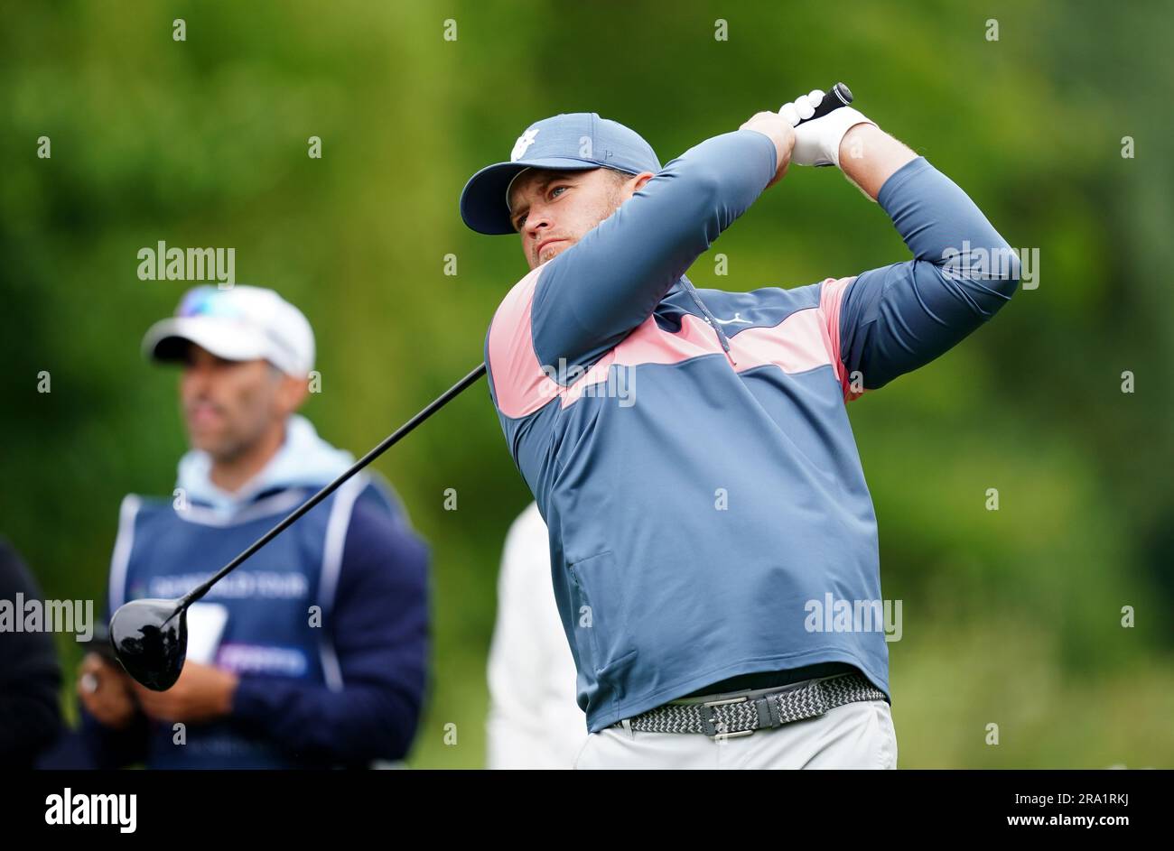 Tom Lewis on the fifth tee during day two of the Betfred British Masters at The Belfry, Sutton