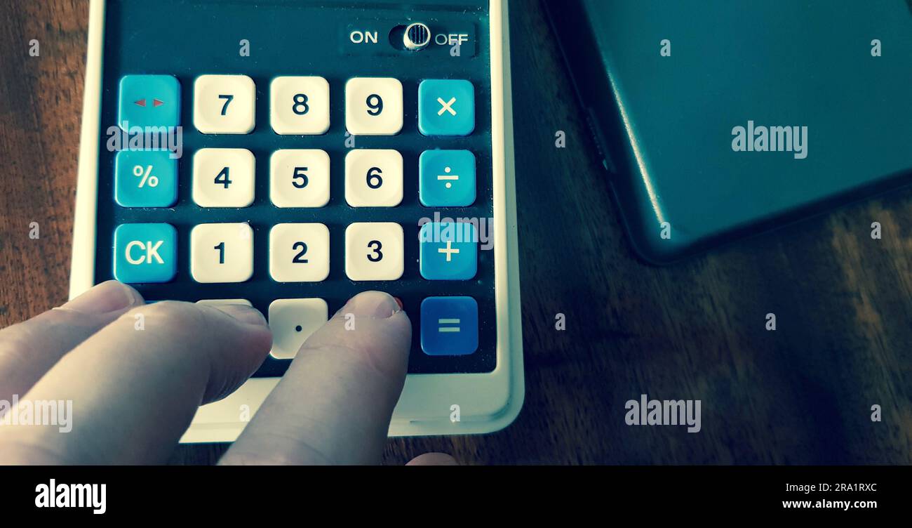 Antique calculator from the 70s vintage Stock Photo Alamy