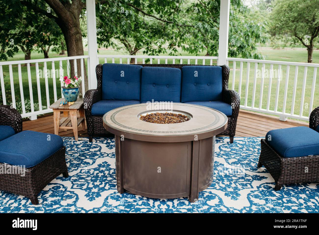 Patio seating on outdoor gazebo Stock Photo Alamy
