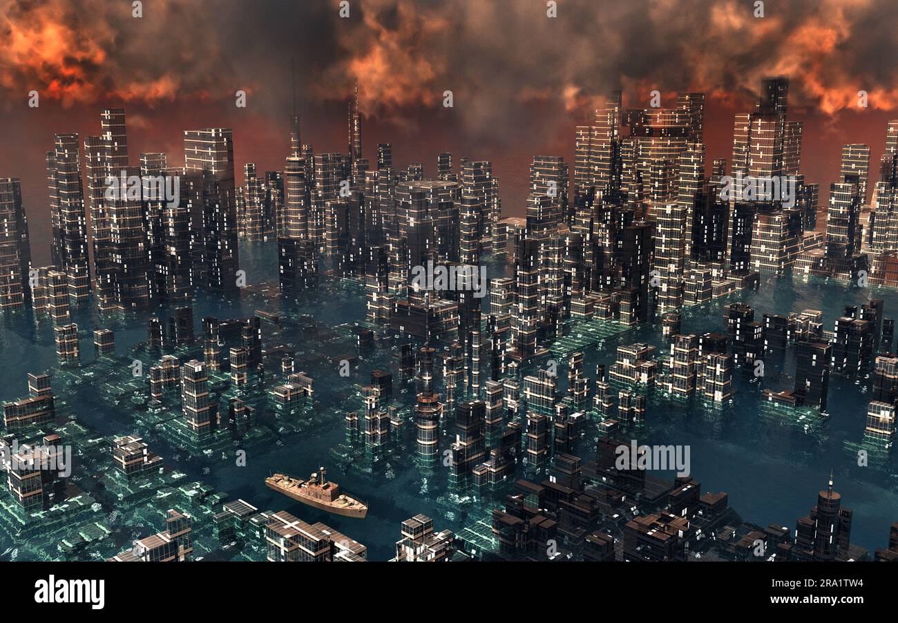 Flooded City Stock Photo