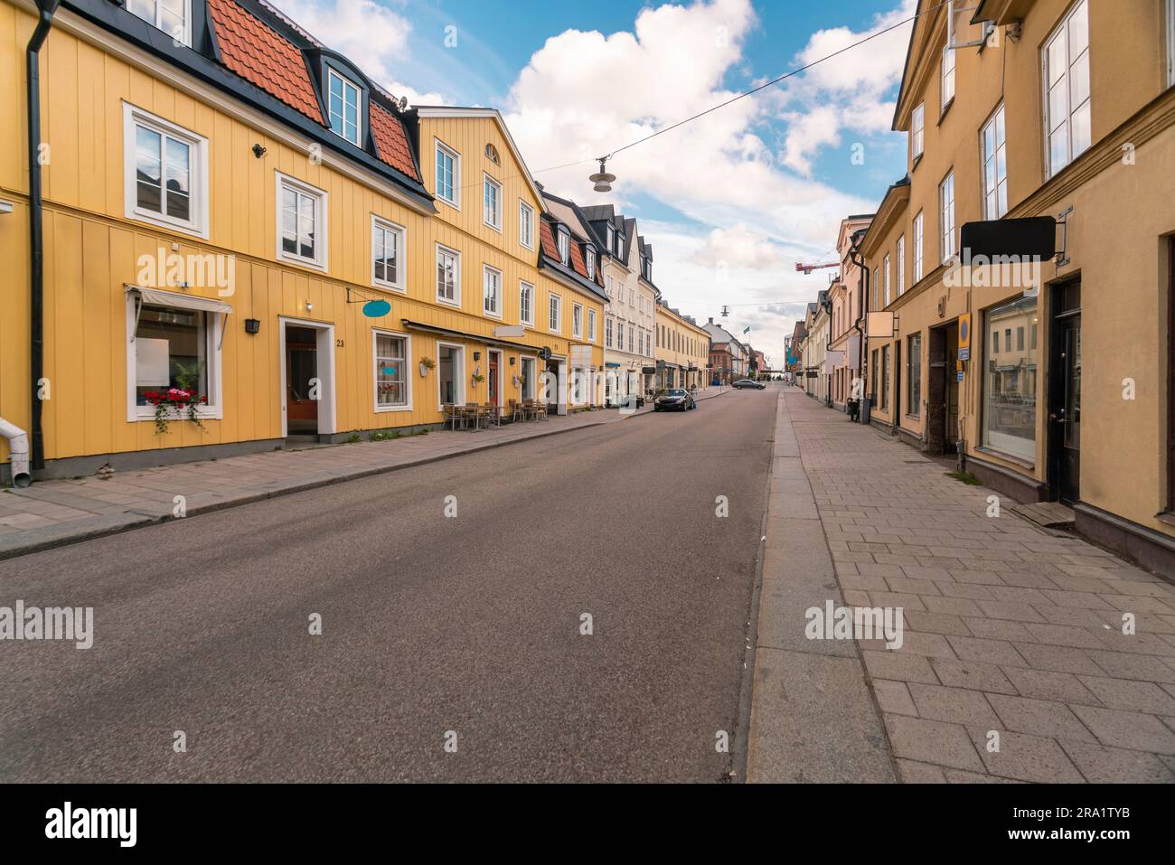Svartbacksgatan street in the old city of Uppsala. Sweden Stock Photo