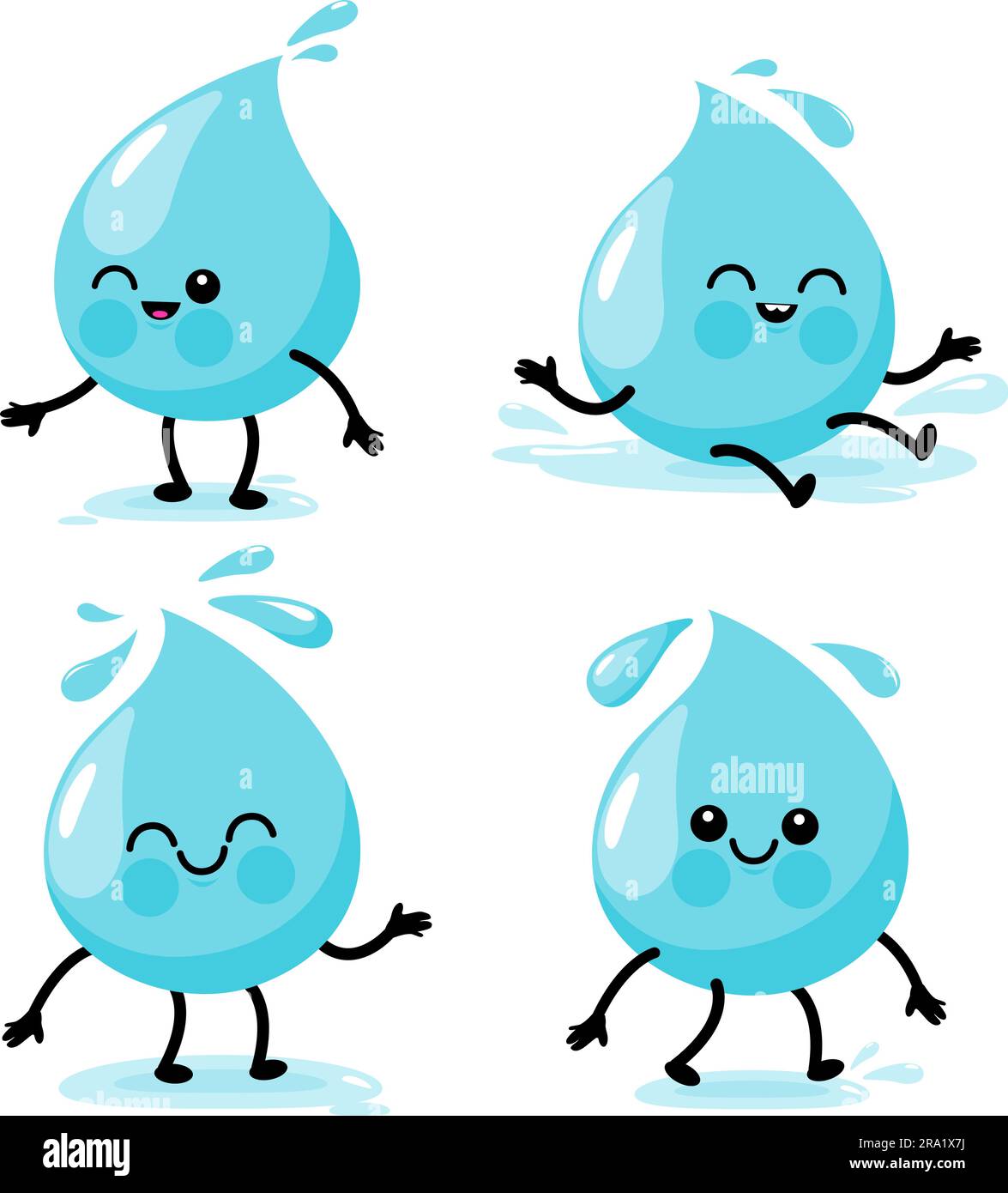 water droplet cartoon character falling