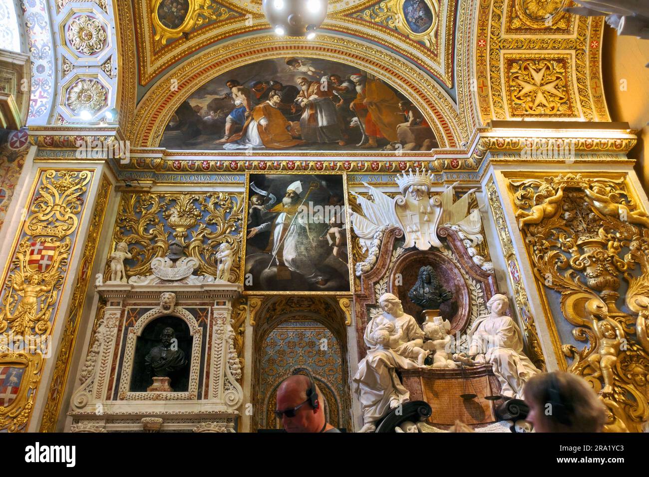 right wall of Chapel of the Langue of Aragon inside St. John's Co-Cathedral in Valletta, Malta Stock Photo