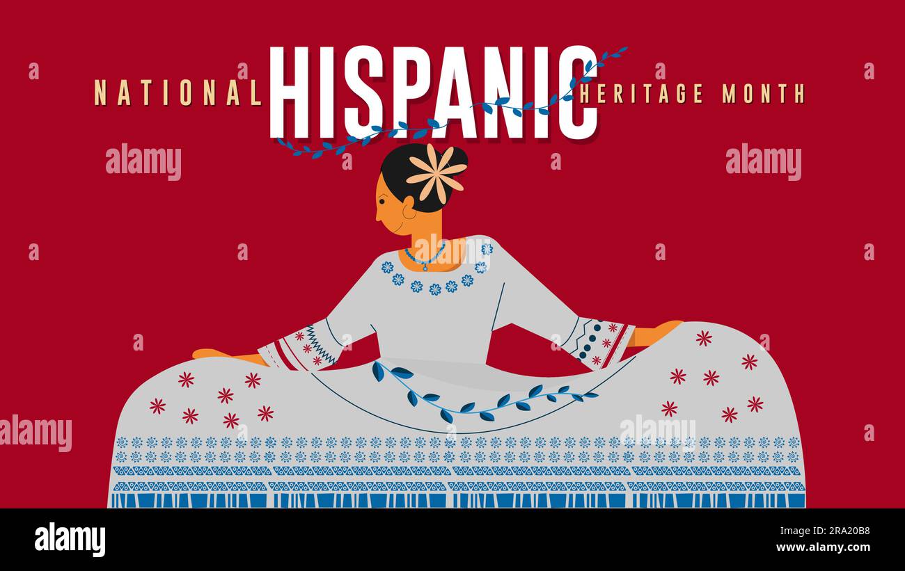 Hispanic heritage month September to October Hispanic and Latino culture people flat art design poster vector illustration. Stock Vector