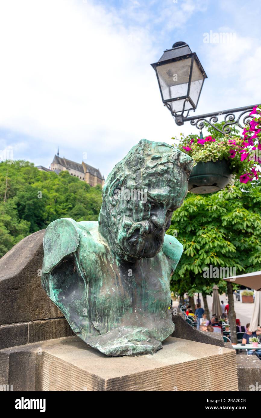 Monument de Victor Hugo, Vianden, Canton of Vianden, Luxembourg Stock Photo